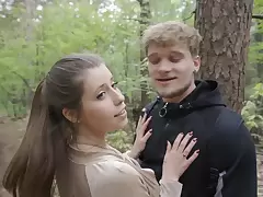 Alfresco fucking in the forest with naughty Descendant Lyne & her man